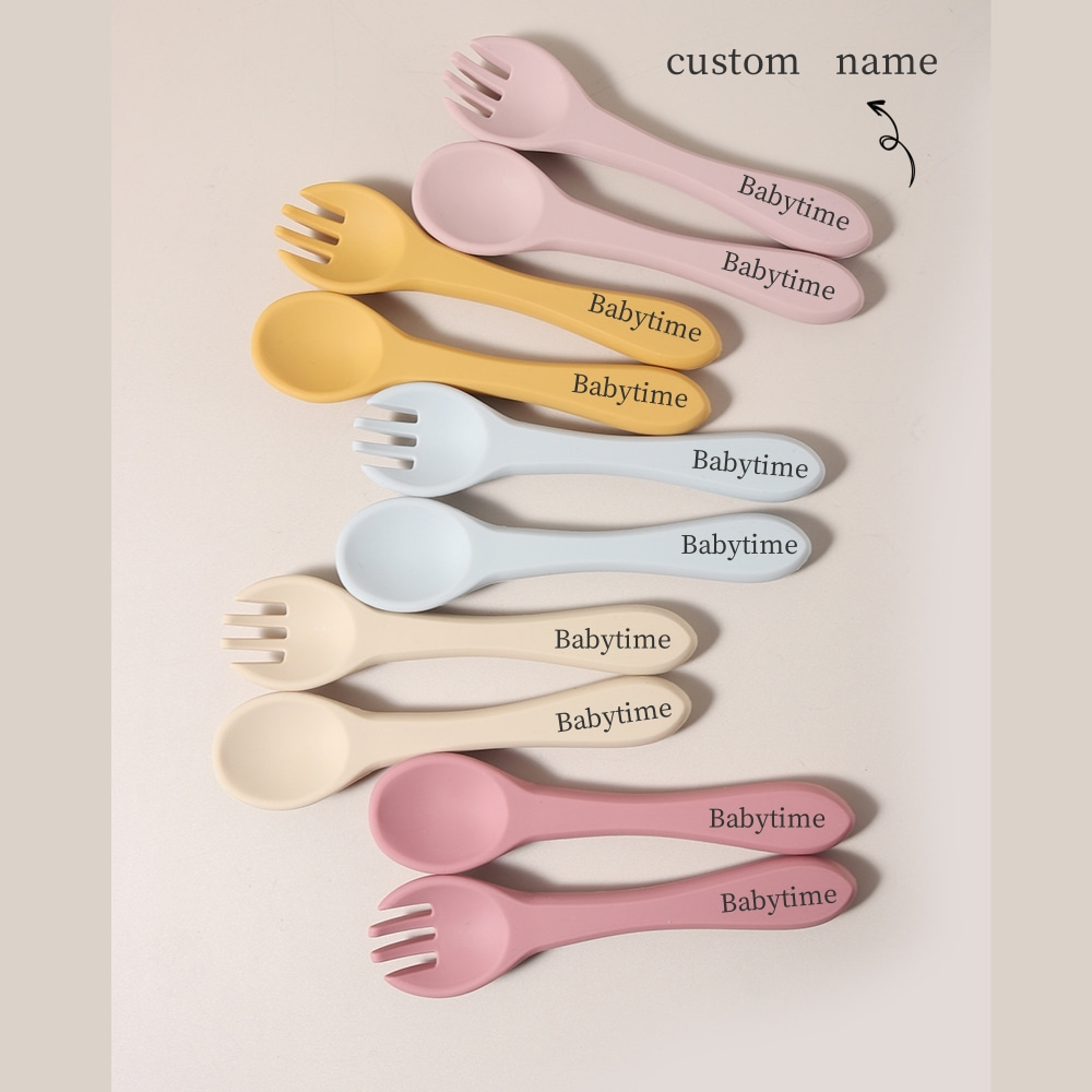 Custom Name 1 Pair Silicone Sp - Baby Food Lunch review and price